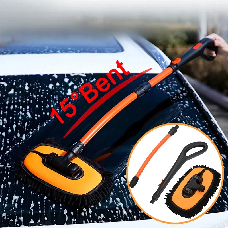 Degree Telescoping Car Cleaning Brush with Long Handle Absorbent Chenille Broom Mop for Roof And Window Maintenance