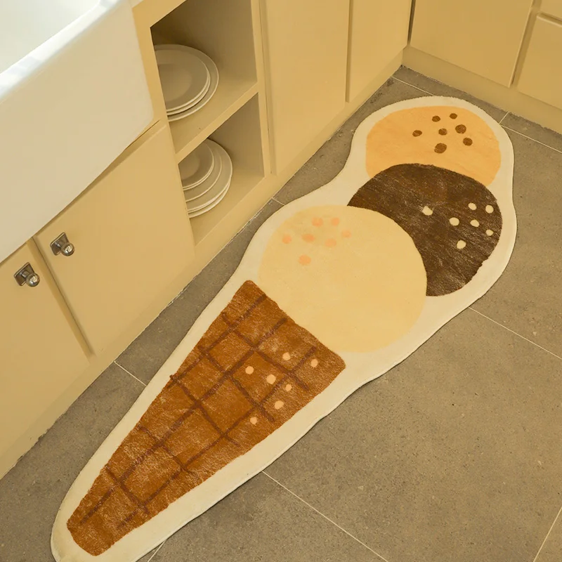 Cute Printing Icecream Bedroom Rug Long Cartoon Bedside Mat Soft LivinG Room Carpet Area Floor Pad Aesthetic Home Decor