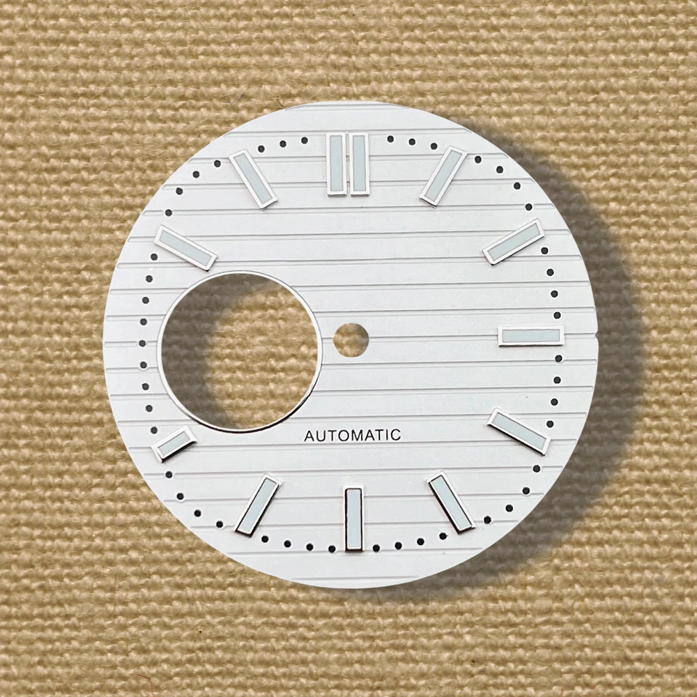 S Logo 30.5mm Hollow Out white Nautilus Dial NH38 Dial High Quality Watch Modification Accessories with Green Luminous