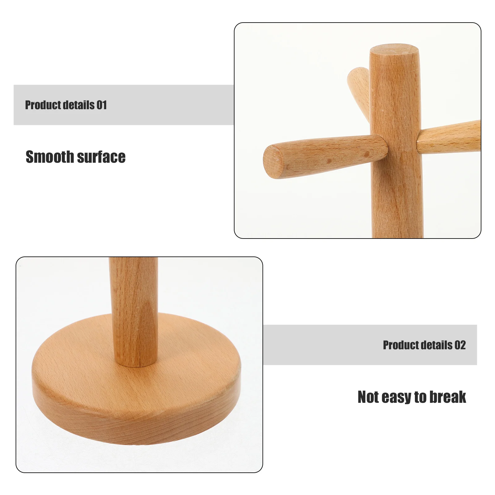 

Beech Wood Coffee Cup Holder Tree Wooden Mug Stand Kitchen Countertop Organizer Storage Rack Mug Holder Tree Cup Organizer