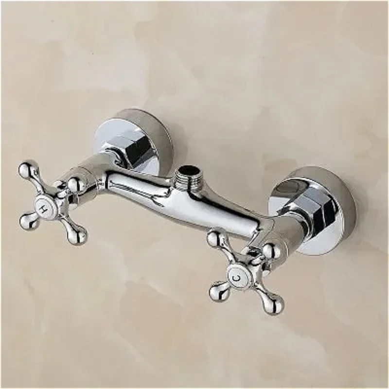 ダブルハンドルキッチン蛇口温冷両用、壁掛け混合シャワー蛇口、真鍮製洗面台蛇口