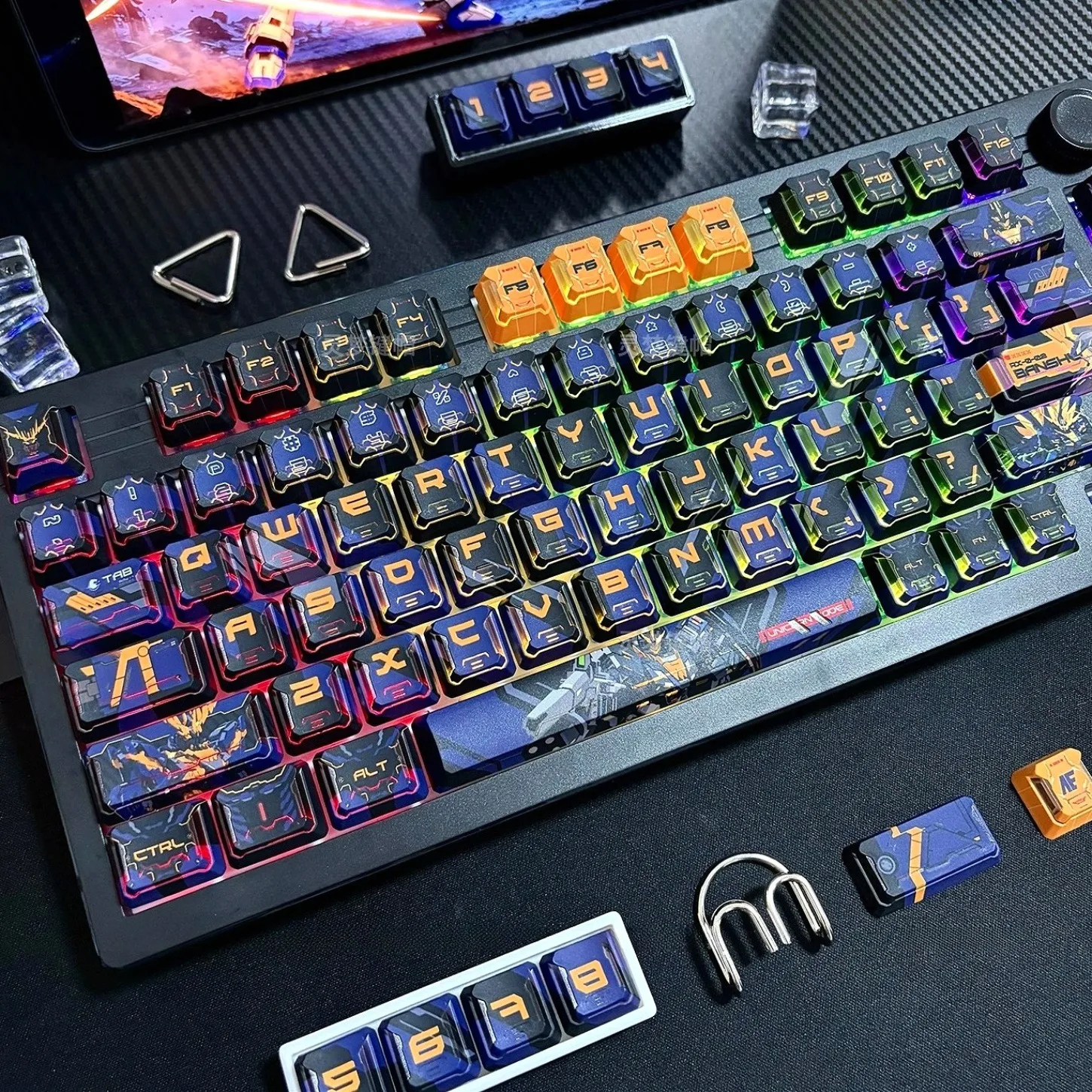 134 Keys Personalized Creative Theme Anime Keycap Cherry PBT Compatible 60/64/84/98/108 Gaming Mechanical Keyboard MX Axis