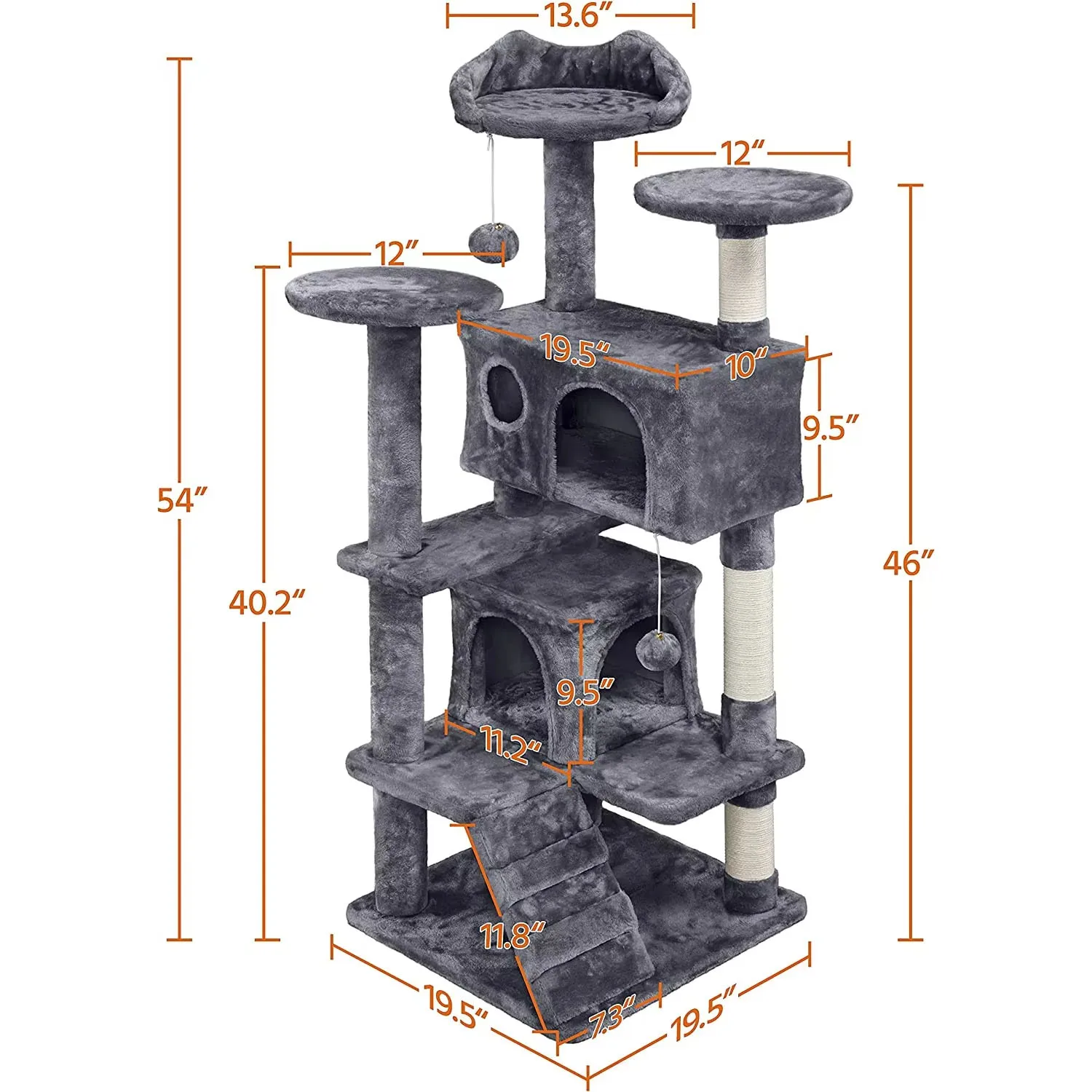 Groot Formaat 54.5 "Dubbele Condo Kat Boom Houten Huisdier Krabber Huis Toren Condo Kat Boom Meubels Met Krassen Post Toren