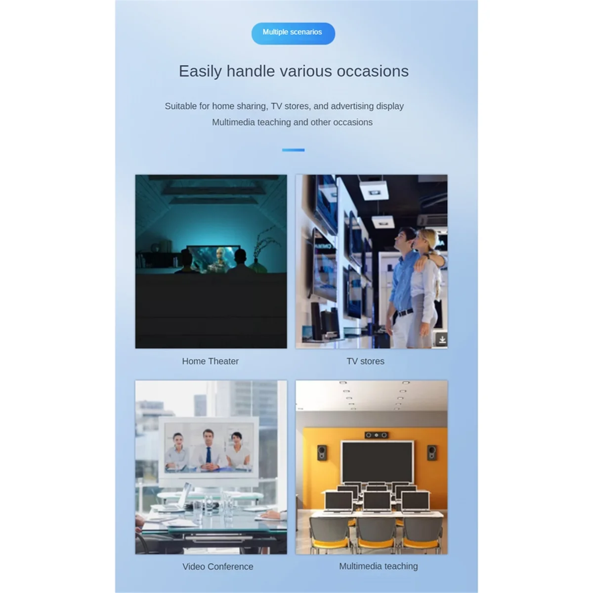 1ใน4ออกวิดีโอ4พอร์ตแยกเข้ากันได้1x4สนับสนุน3D 4K 30Hz Splitter พร้อมปลั๊ก EU