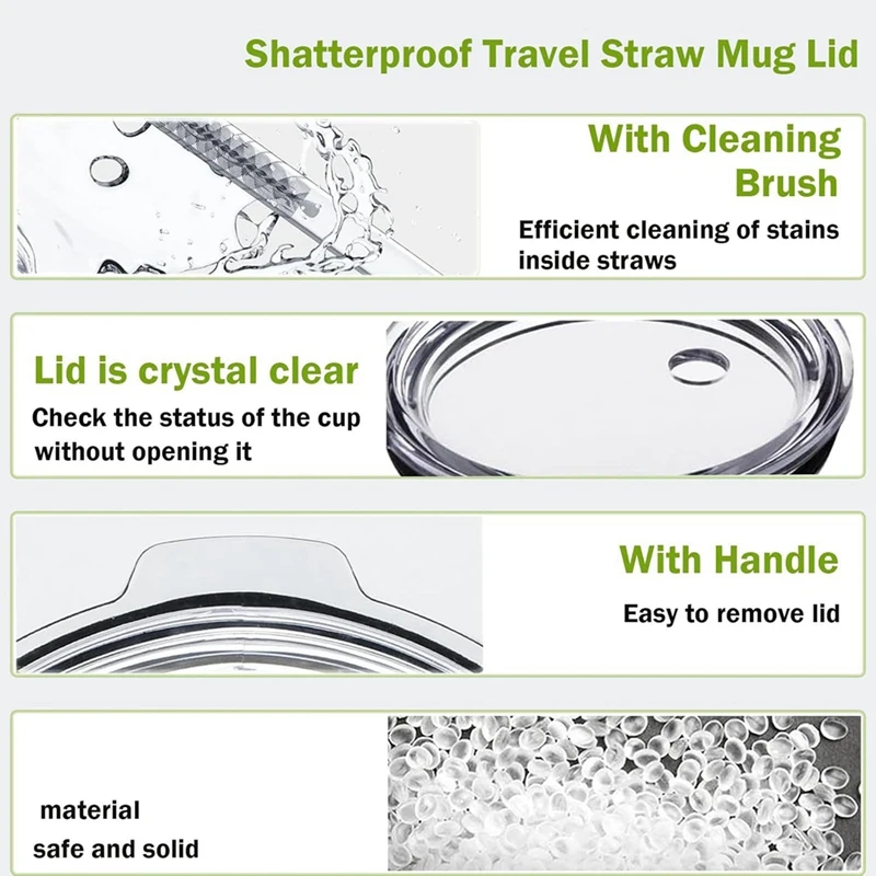 Spill Proof Lid With Straw, Replacement Straw Lids Compatible For YETI Rambler Straw Mug, Travel Straw Top Lids Cover