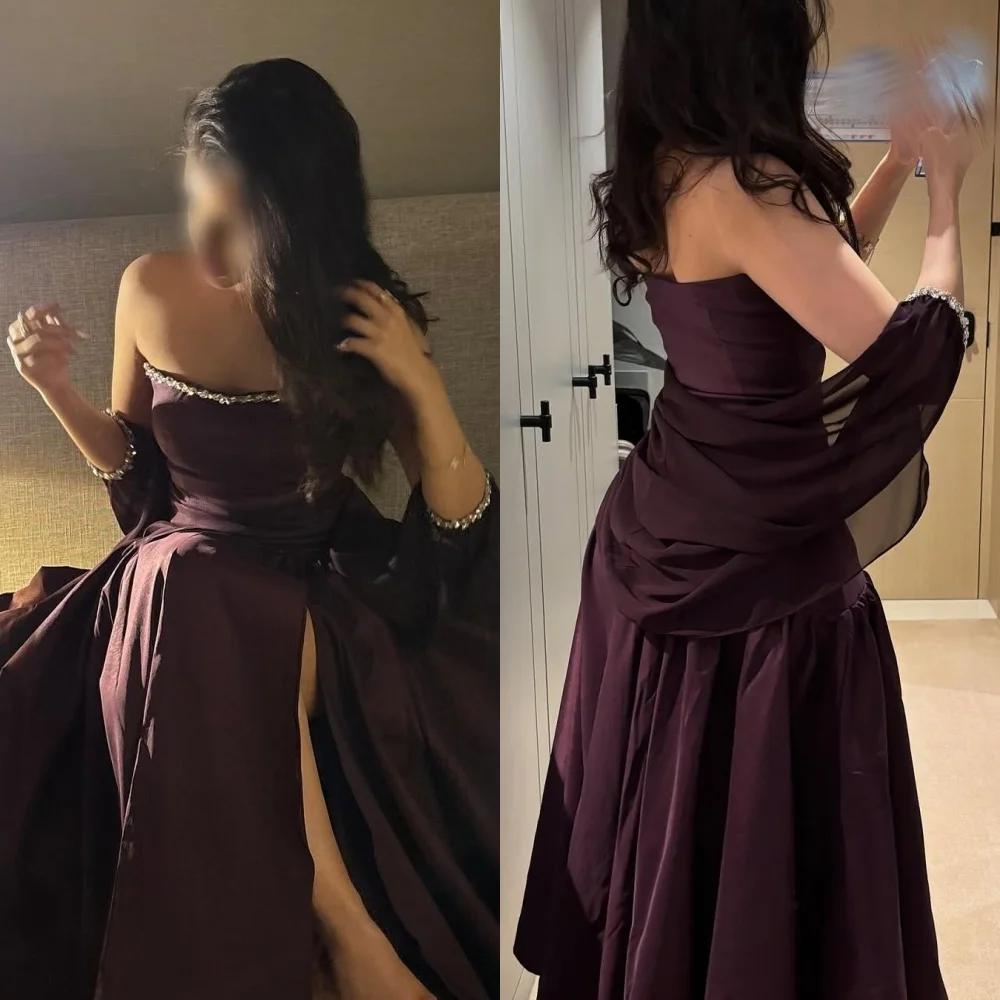 

Customized Rhinestone Strapless A-line Long Dresses Bespoke Occasion Prom Party Exquisite Formal Evening Gown High Quality