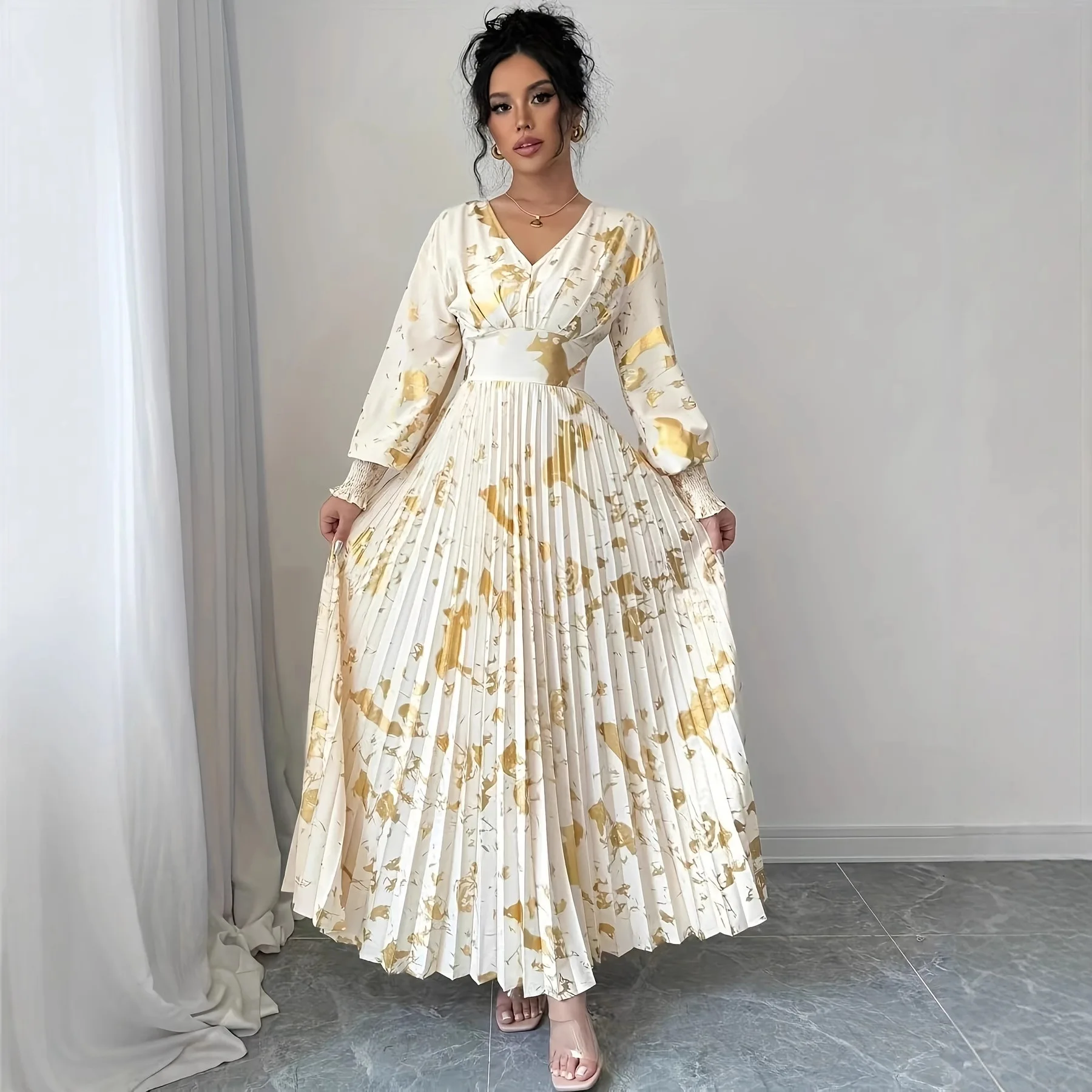 

Creative Design 2026 Autumn Elegant Style Women's Pullover Long Sleeve V-neck Dress Summer Maxi Dress Beach Vestidos Boho