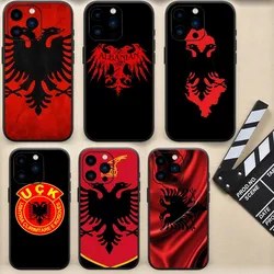 Albania Flag Phone Case For iPhone 13 14 15 11 12 Mini Pro Max Black Shell