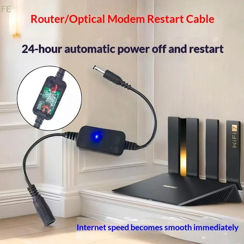 [F] Router Reboot Cable WiFi Auto Restarter 24-Hour Timed Power-Off Reset Controller Optical Modem Reboot Cable