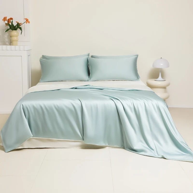 

High Quality Bedding Set Solid Color Duvet Cover Set Single Double Queen King Size Satin Quilt Cover Set