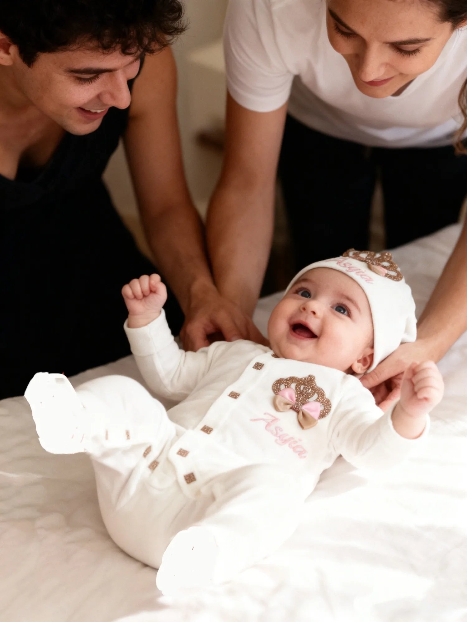 Baby Girl Pink & Tan Crown Gift Set - Romper + Blanket + Hat + Shoes | Princess Outfit