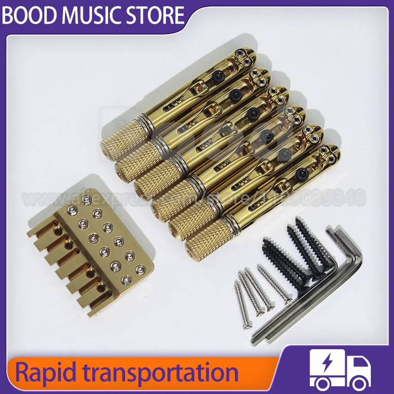 Gold Headless Six String Authentic Electric Guitar Bridge Treble System Set Electric Guitar Hardware Accessories