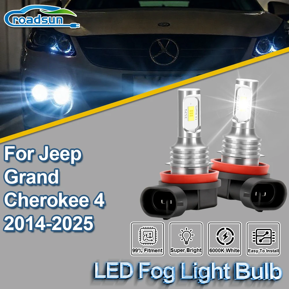 

ROADSUN For Jeep Grand Cherokee 4 2014 2015 2016 2017 2018 2019 2020 2021-2025 2X Canbus Car LED Fog Light Bulb Fog Lamp Ampoule