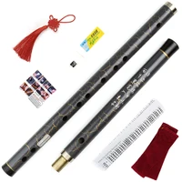Black Bamboo Flute with Transparent Line, Traditional Musical Instrument, Handmade Woodwind Instrument, D Key Separable, Chinese