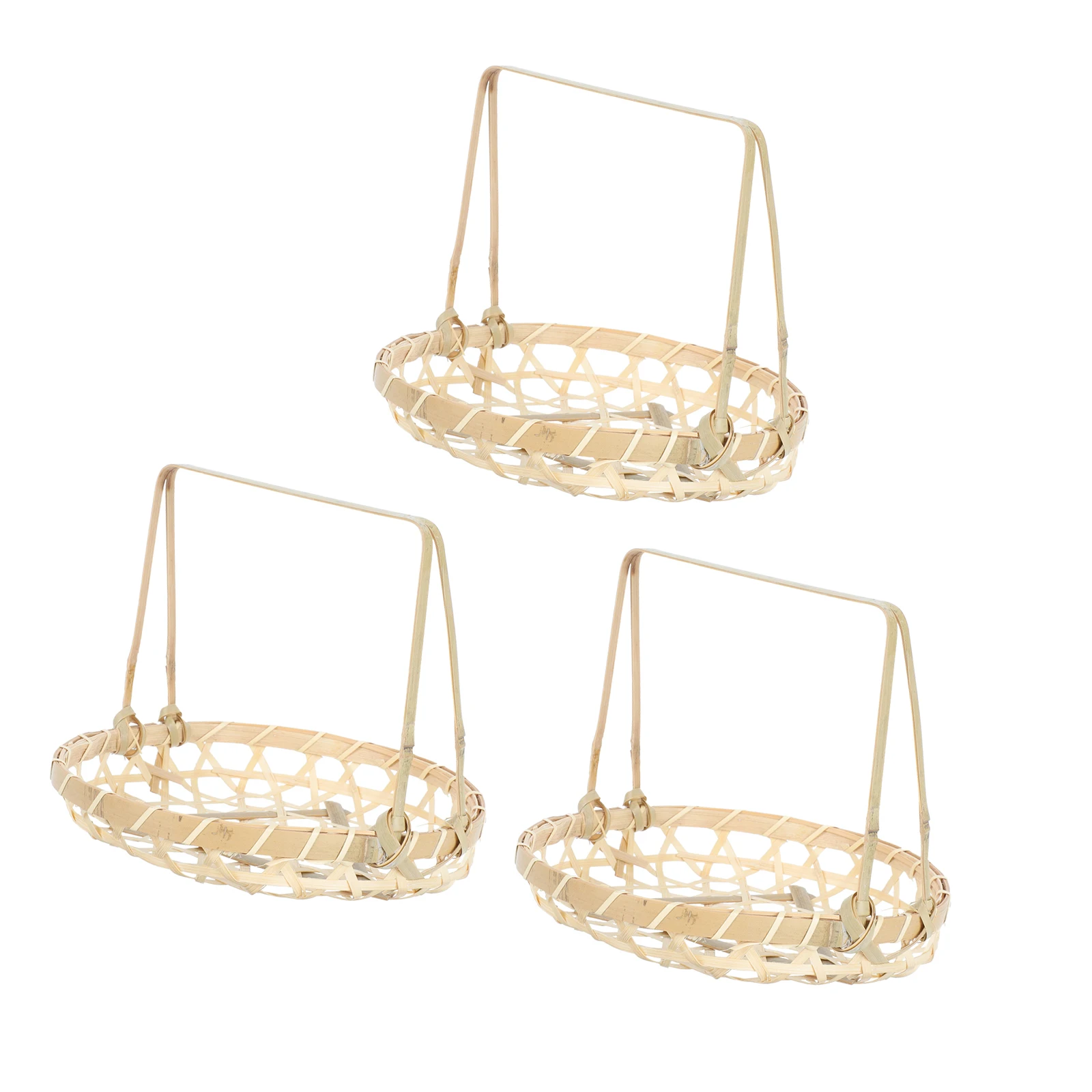 

Woven Picnic Basket Bamboo Storage Portable Woven Basket Eggs Holder Picking Containers Food Kitchen Party