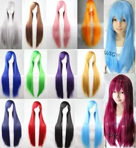 Perruque Longue et Lisse de 80cm, Costume de Cosplay, Anime, Cheveux Complets, Tendance, Sexy