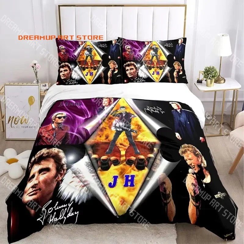 2026 3D Print Johnny Hallyday Rock Bedding Set Single Twin Full Queen King Size Bed Set Adult Kid Bedroom Duvetcover Set