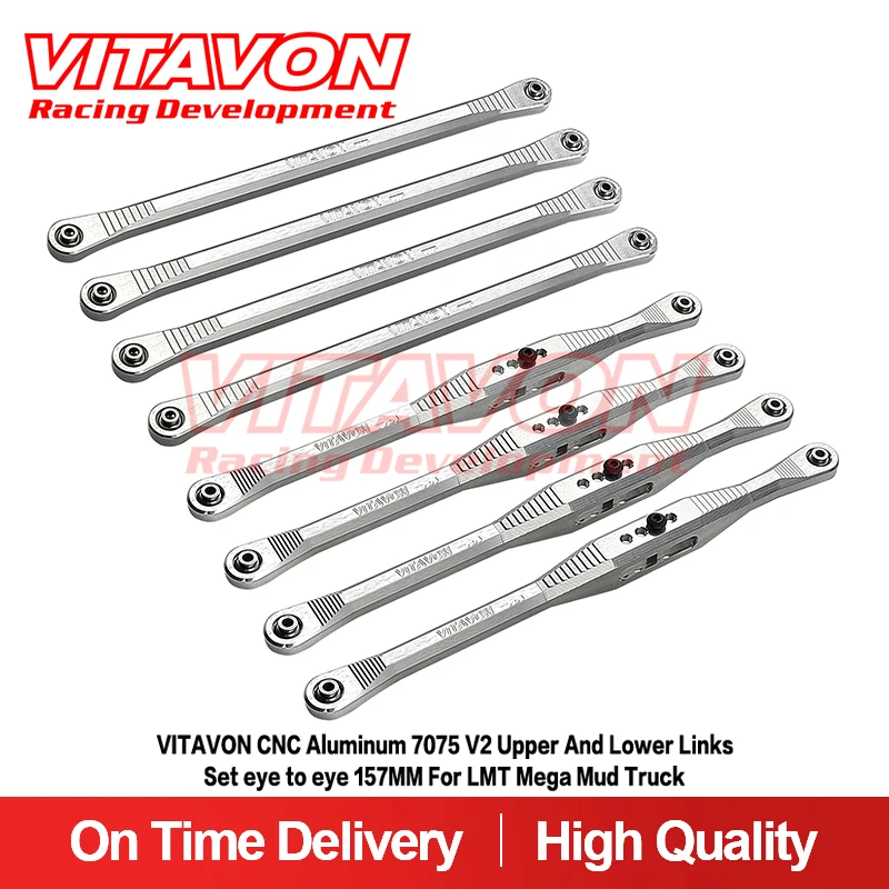 

VITAVON CNC Alu7075 V2 Длинный комплект верхних и нижних звеньев от глаза до глаза 157 мм для грузовика LMT Mega Mud