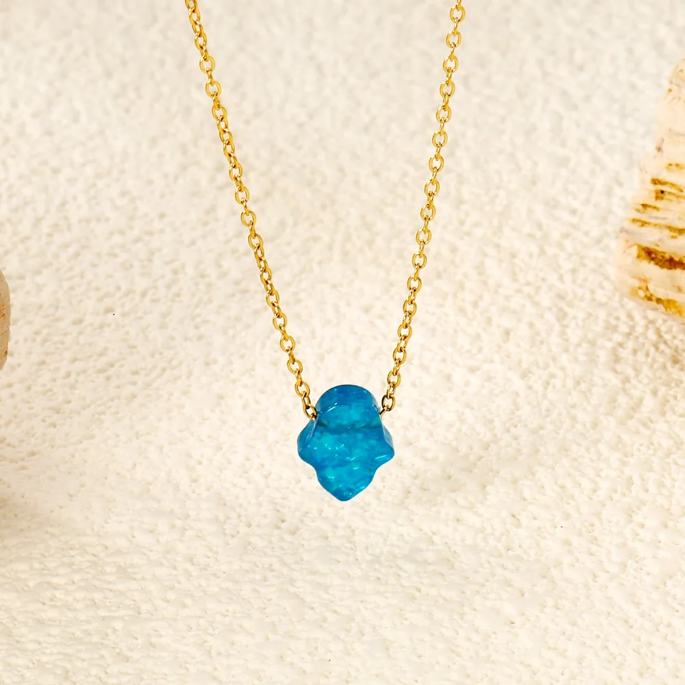 Fashion Stainless Steel Chain Opal Hamsa Hand Necklace for Women Men Jewish Jewelry Colar Masculino Chain Fatima Hand Necklace