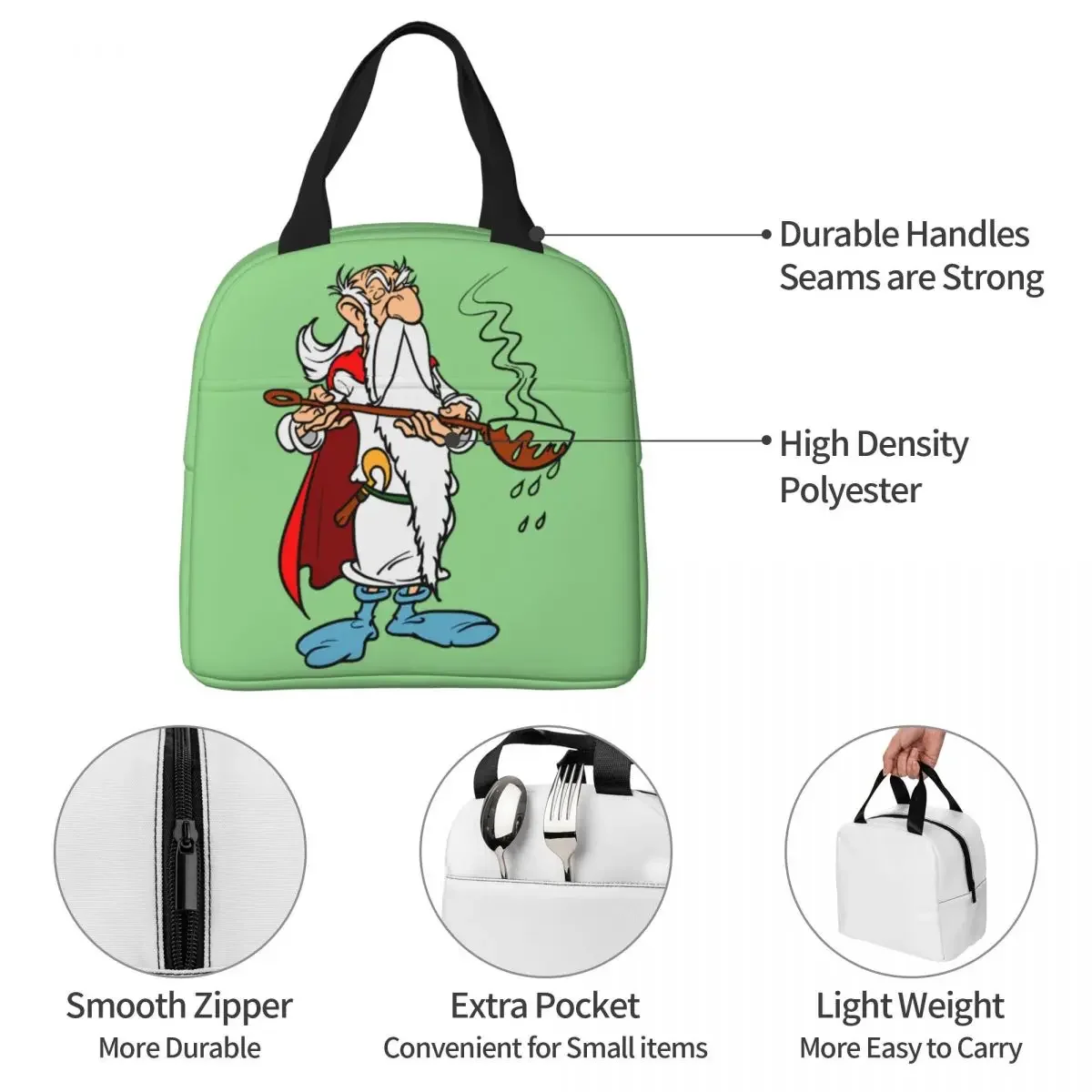 Asterix And Obelix Anime Cartoon Insulated Lunch Bags Leakproof Meal Container Cooler Bag Tote Lunch Box Office Picnic Men Women