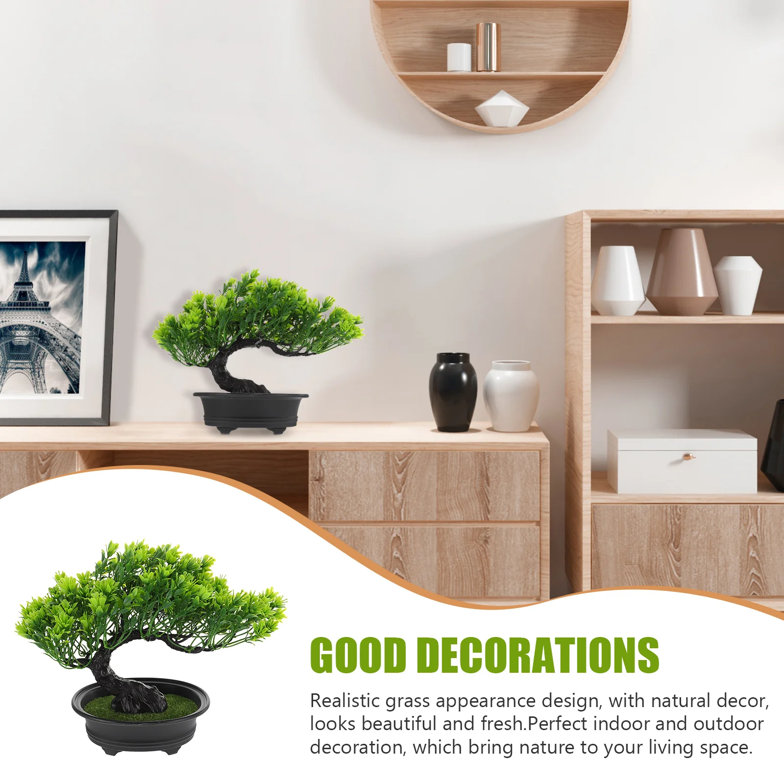 

Emulated Bonsai Welcoming Pine Tree Plastic Simulation Plant Indoor Outdoor Decorative Artificial Greenery Simulation Plant