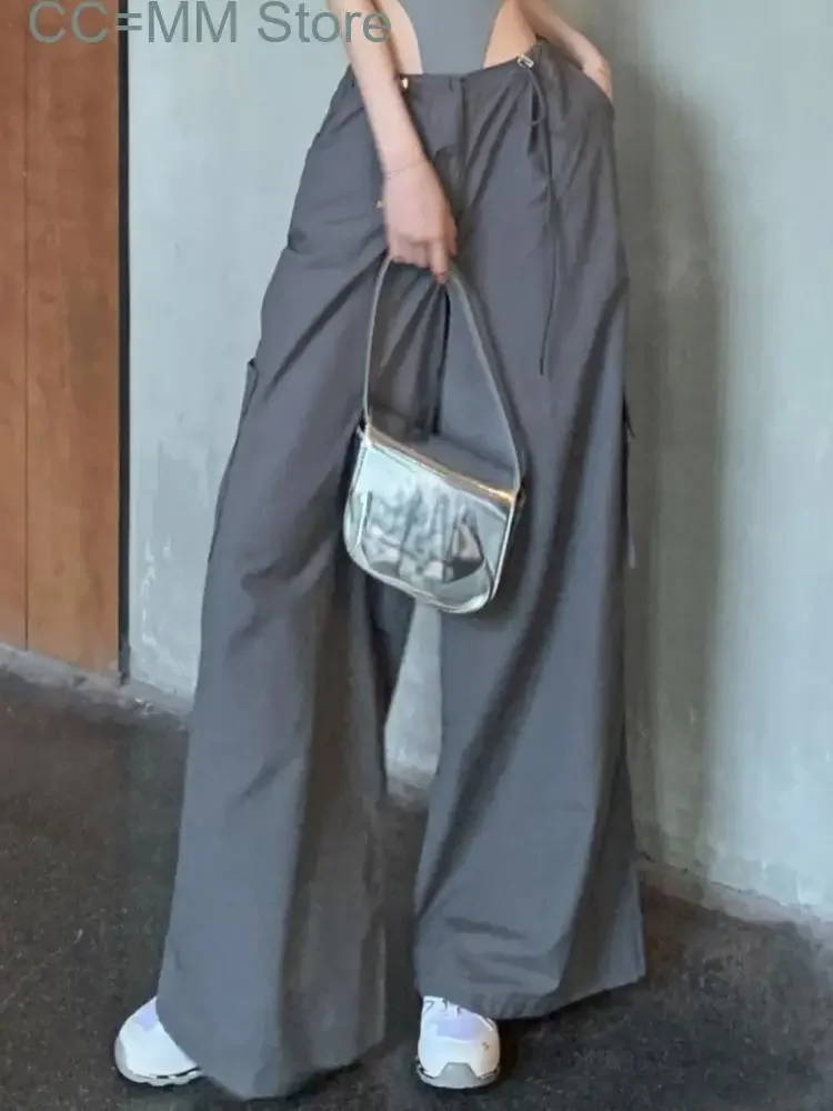 New Summer Vintage Fashion Cargo Pants Women Strappy High Street Casual Baggy Pants Female High Waist Korean Designer Pants