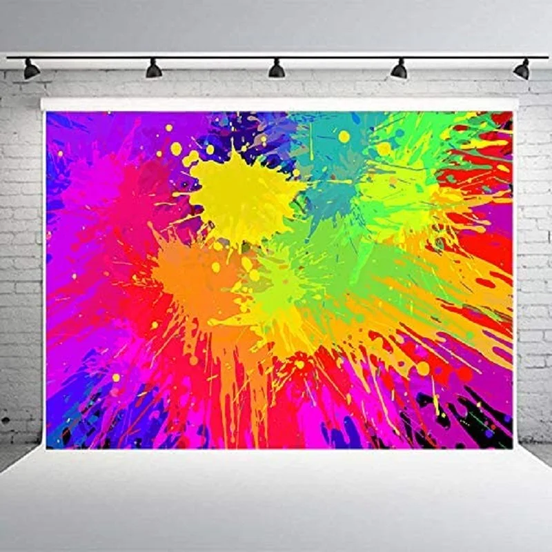 

Colorful Paint Splash Background Abstract Graffiti Splatter Photography Backdrop Hip Hop Banner 90s Party Photo Studio Props