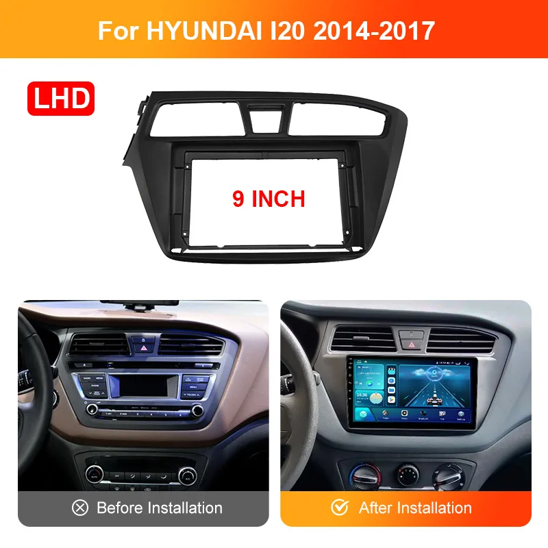 9'' Car Radio Fascia For HYUNDAI I20 2014 -2019 Android MP5 Player Panel Casing Frame 2 Din Stereo Dash Cover Trim