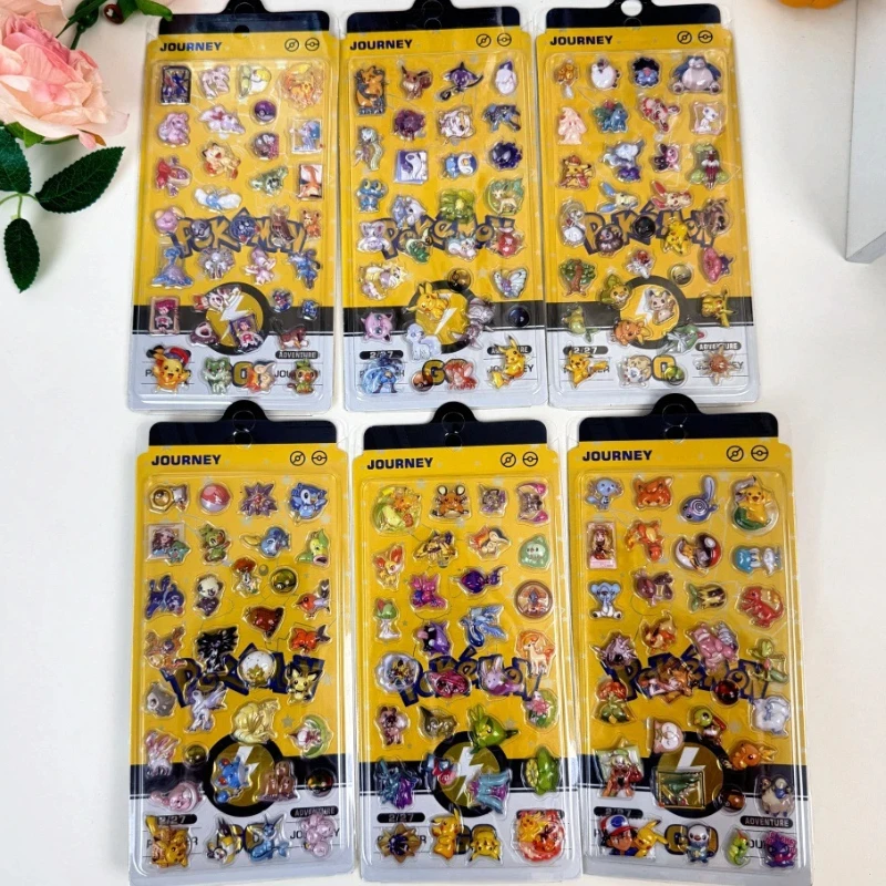 

30Pcs Pkm 3D Solid Relief Stickers Funny Cartoon Decor Cute DIY Phone Decals Student Hand Account Stationery Wholesale Gifts