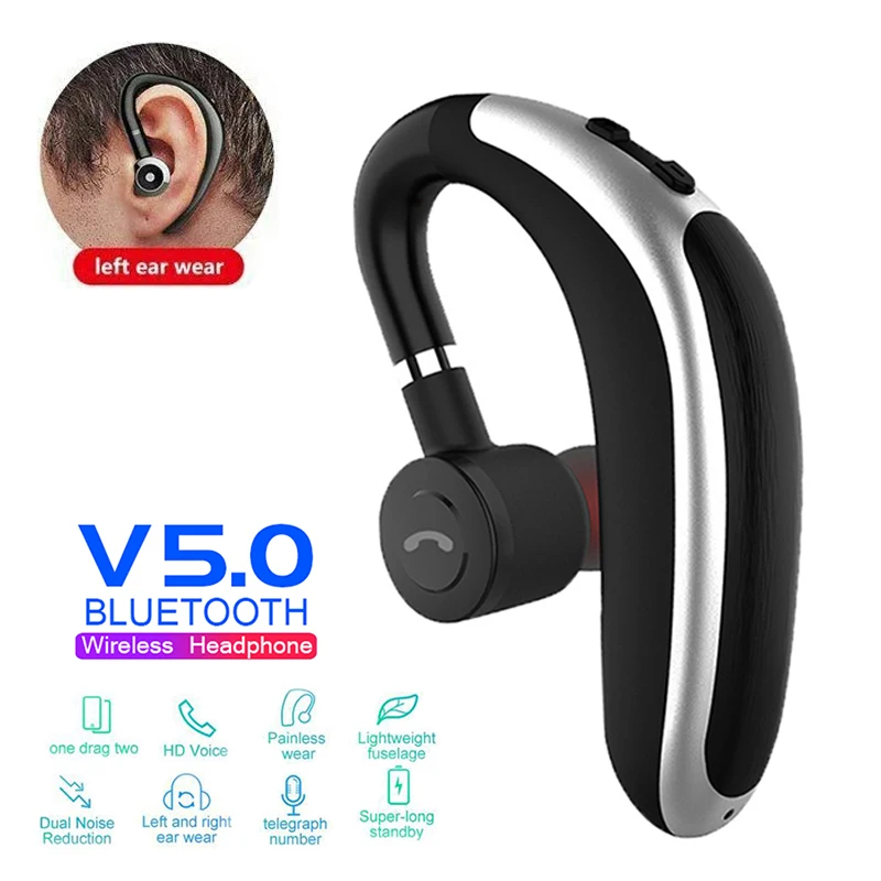 Wireless Headset Single Ear-Hook Bluetooth-compatible Headphone In-ear Car Call Business Sports Earphones With Mic For Cellphone