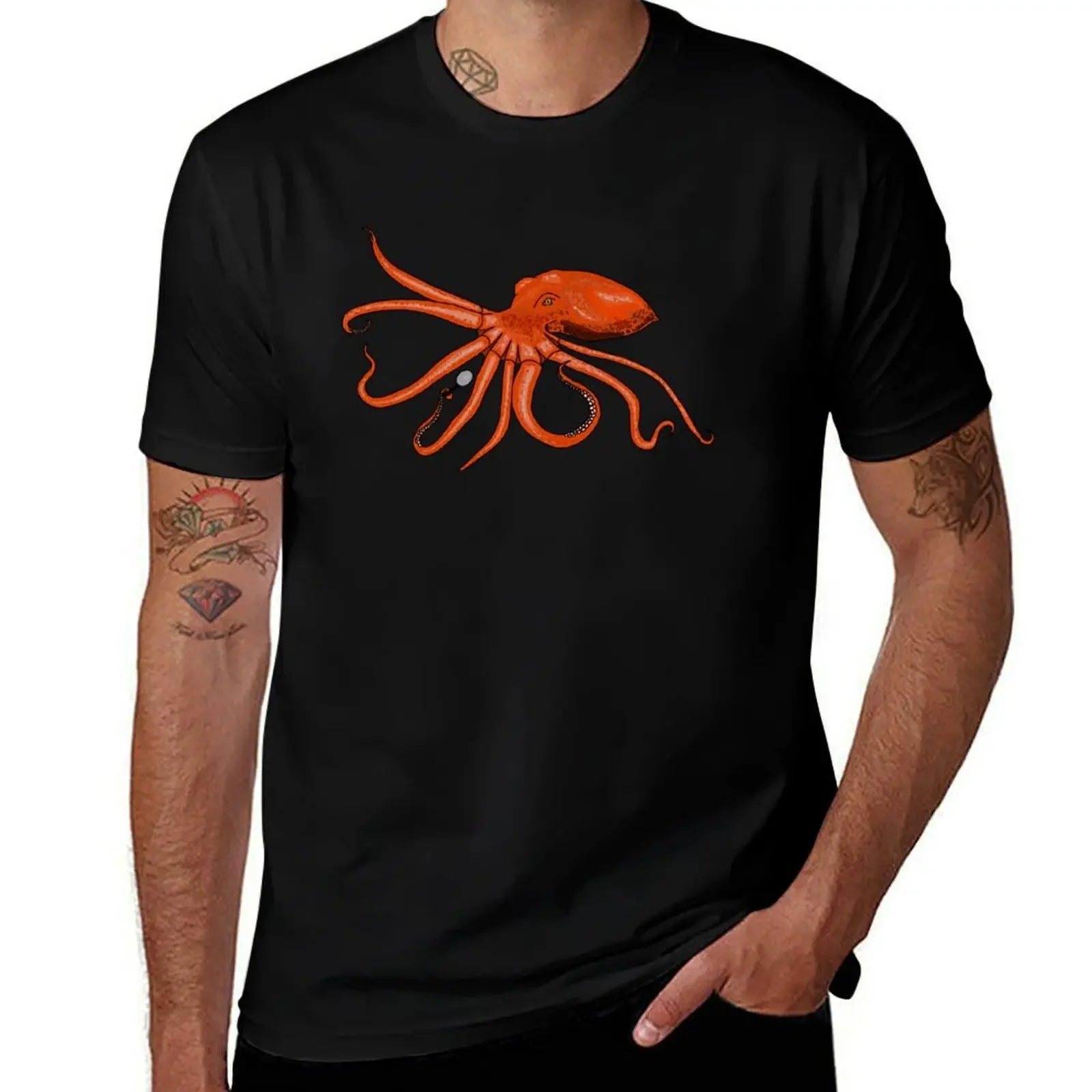 

Футболка Marcellus Red Octopus, футболка с рисунком, винтажная винтажная рубашка с аниме, мужская дизайнерская футболка