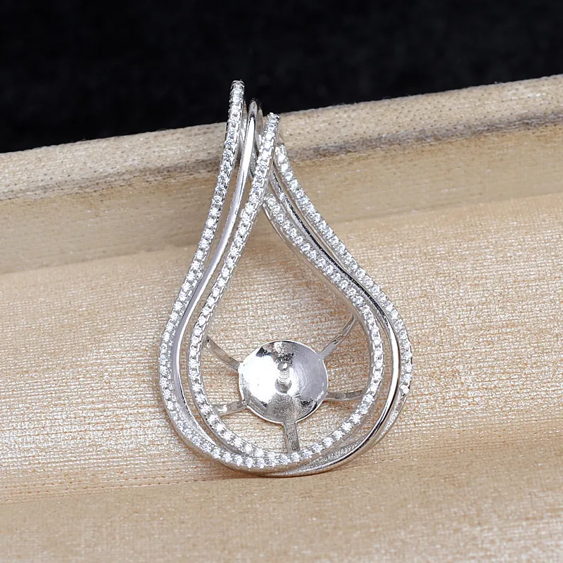 Wholesale 925 Sterling Silver Pendant Mounts Base Findings Settings Mountings Jewelry Fittings for 12-14mm Pearls 3pcs/lot