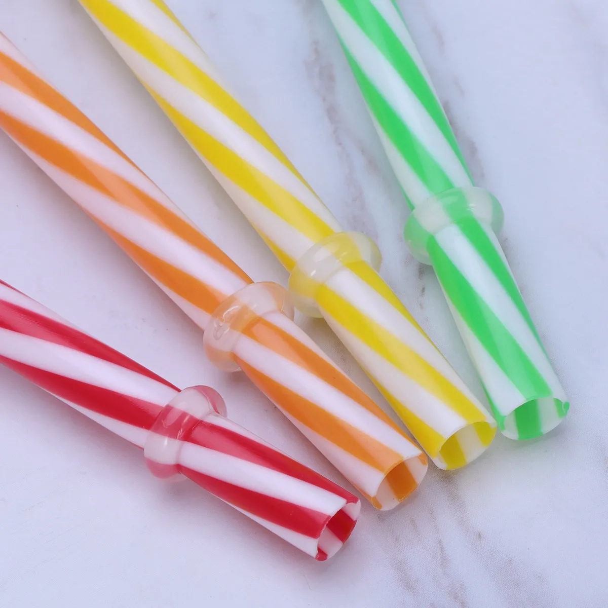 25Pcs Reusable Thick Plastic Straws, Vibrant Mixed Colors, PP Ringed Design for Bottles & Tumblers, Eco-Friendly