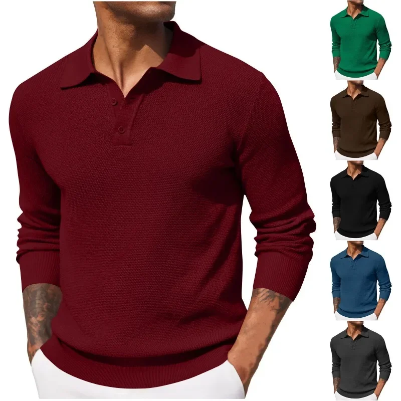 

Men's New Autumn Casual POLO Shirt Long Sleeve Lapel Button Slim-fit Pullover Top