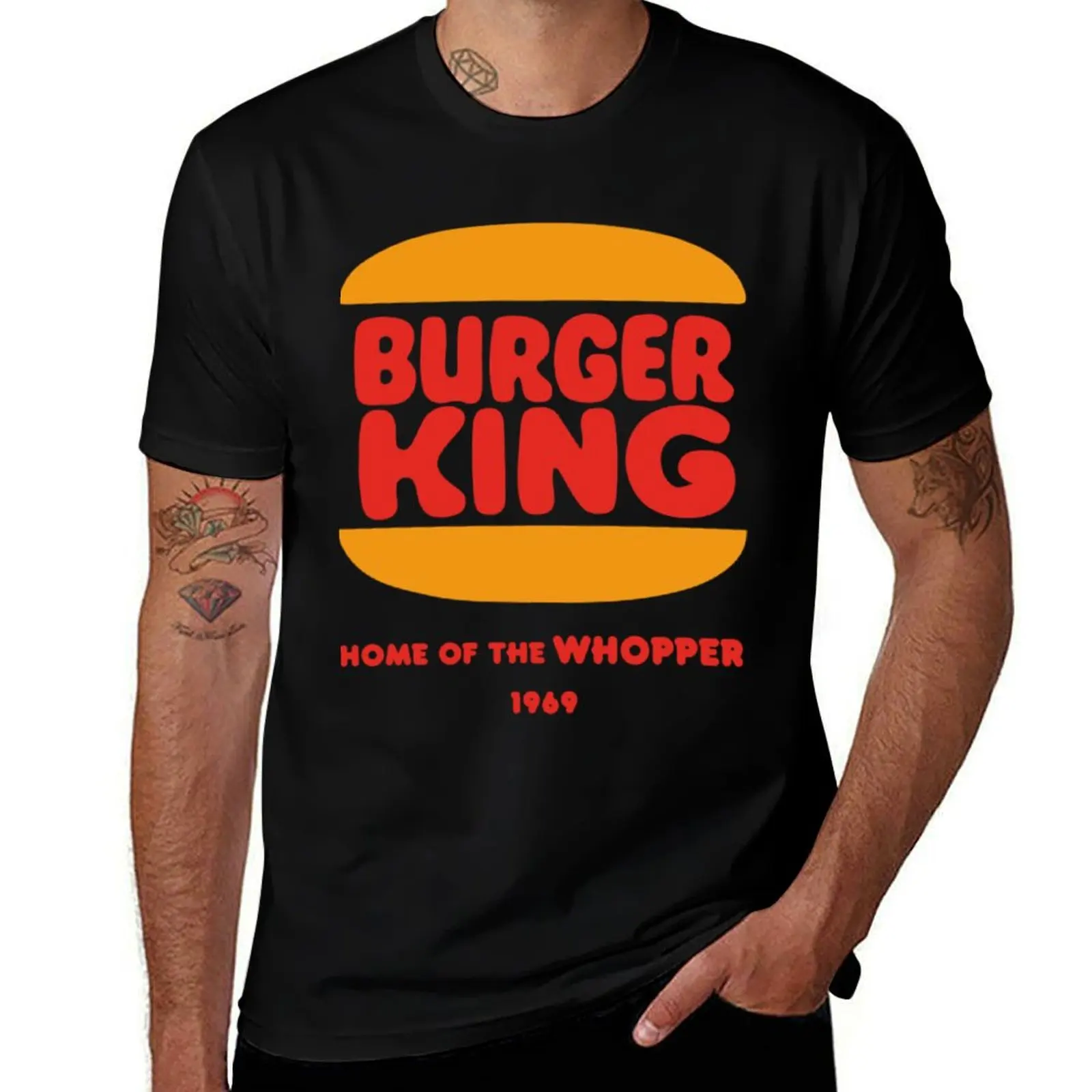 Vintage 70s, 80s, 90s, Burger King Home Of The Whopper 1969 Logo T-Shirt hippie clothes plain oversized t shirts for men