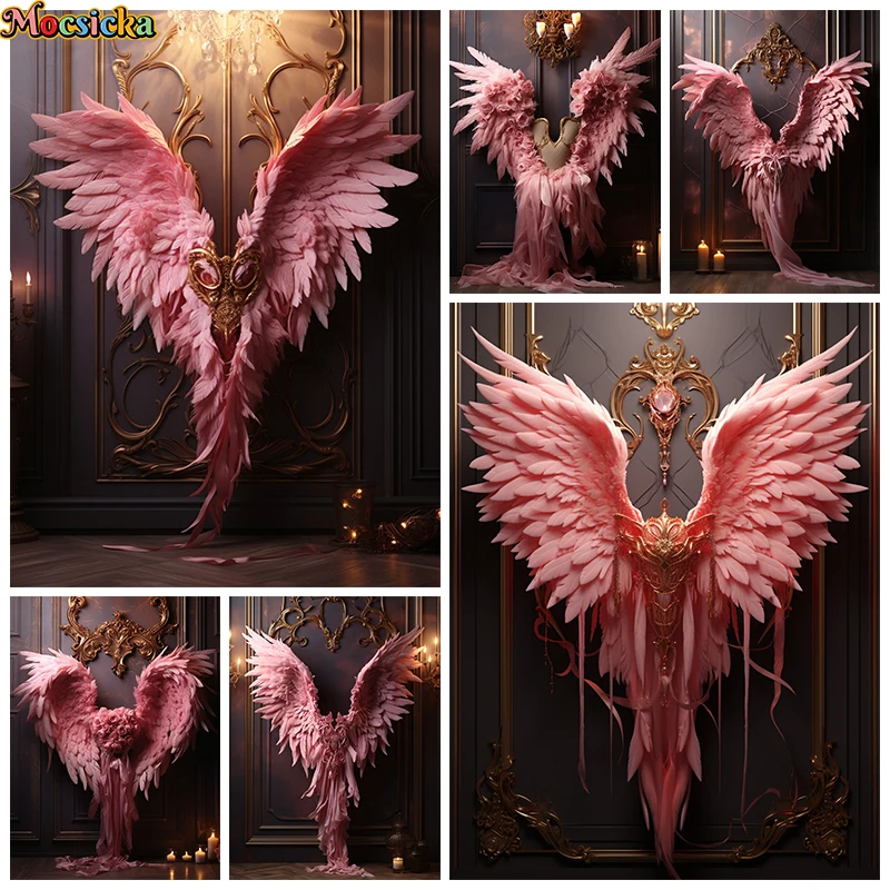 Pink Wings Background For Photography Angel Children Adult Girl Abstract Birthday Backdrop Decoration Wallpaper Studio Photozone