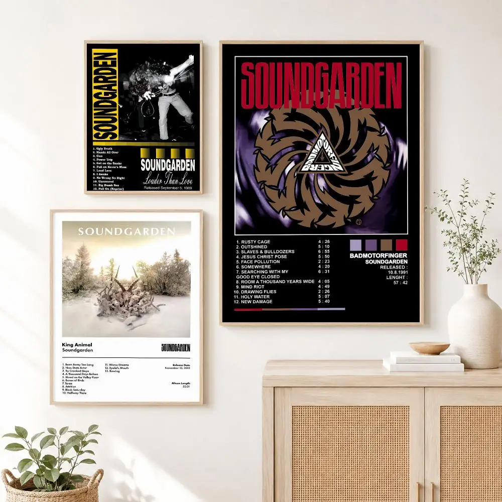 Classic Hot Band S-Soundgarden Rock Poster Self Adhesive Wall Art Decor for Bedroom Living Room Office Home Decor Gift