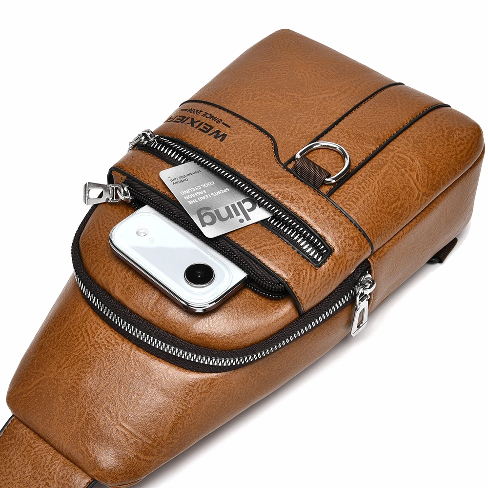 حقيبة كتف مفردة من جلد البولي يوريثان كاجوال للرجال، حقيبة كروس للترفيه الأنيق