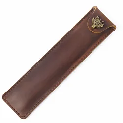 Verrücktes Pferd Leder Stift beutel Einzels tift Fall halter Füll federhalter Beutel weiche Stifte Ärmel abdeckung langlebige Feder mäppchen Schreibtisch zubehör