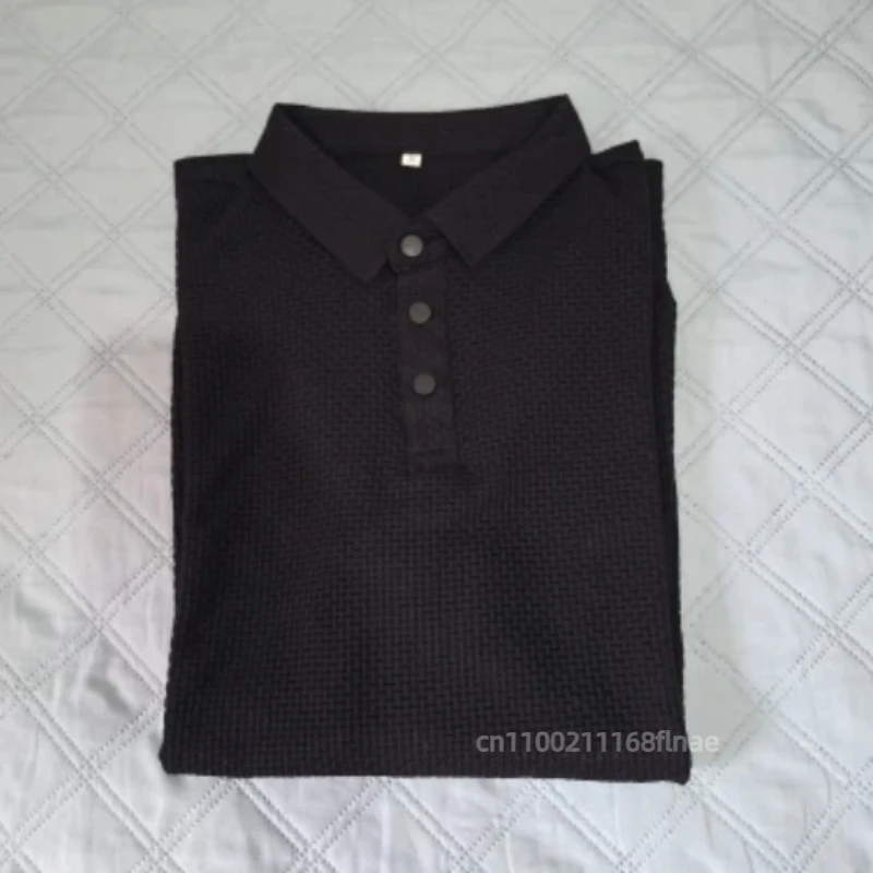 Polo d'été à manches courtes pour hommes, nouveau Style, maille Jacquard de bambou, revers en soie glacée, couleur unie, chemise Simple sur le dessus