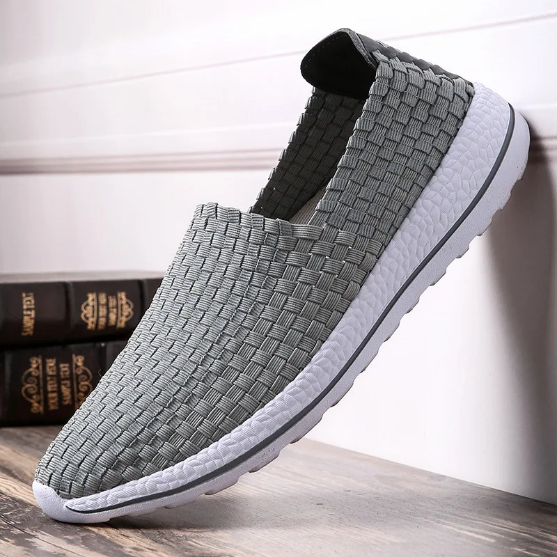 Men Shoes Summer New Breathable Handmade Woven Flats Shoes Shallow Loafers Outdoor Lightweight Casual Sneakers Zapatillas Hombre