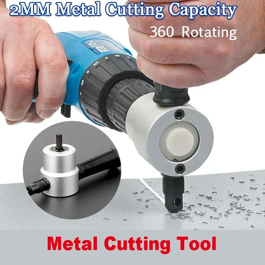 

Adjustable Metal Sheet Cutter Double Head Iron Nibbler Cutting Tool Electric Drill Attachment Modification Plate Punch Scissors