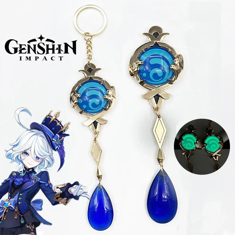 Game Genshin Impact Furina de Fontaine Cosplay Keychain Unisex Focalors Pendant Badge Accessories Keyrings Brooch Lapel Pin Gift