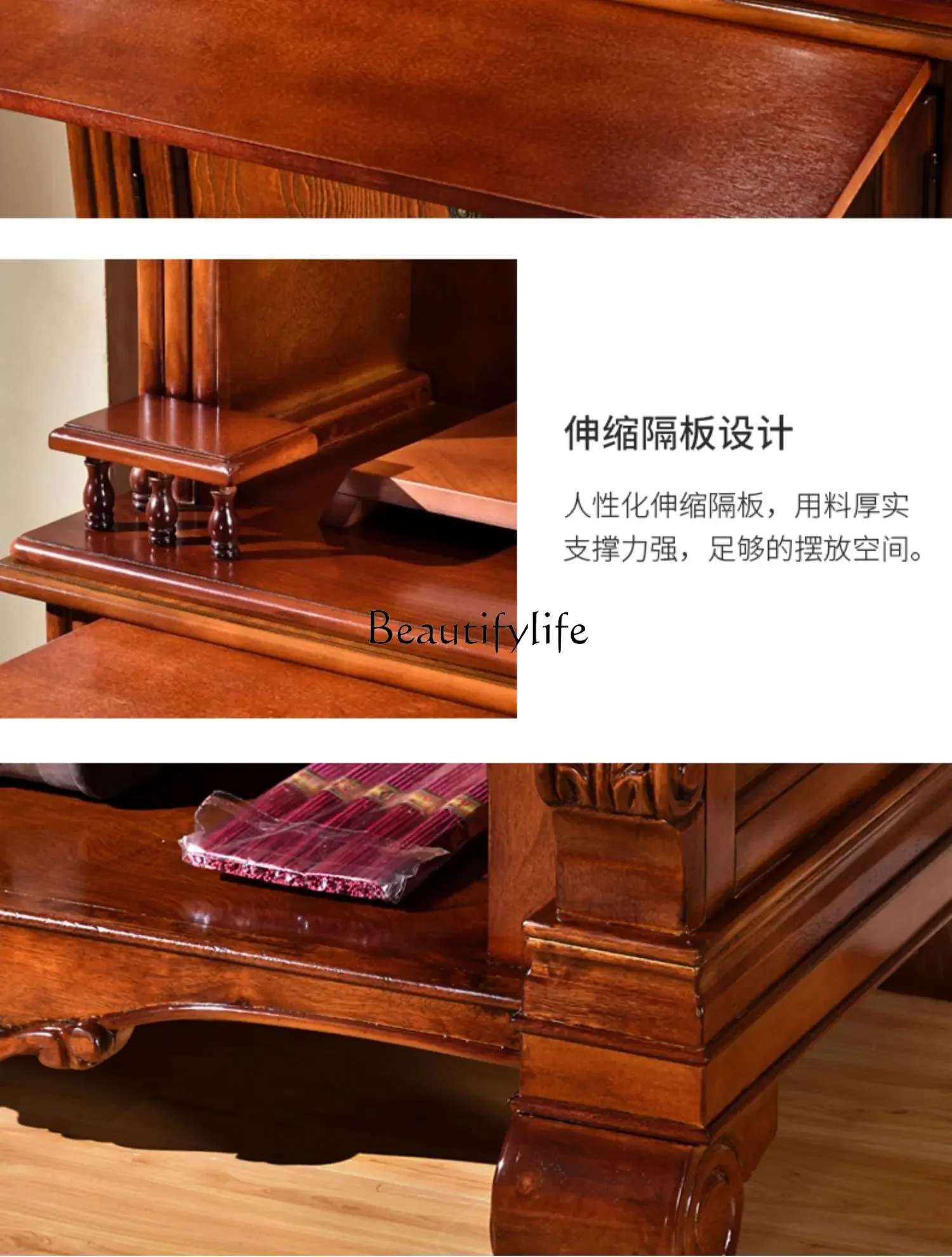 02 ls 18 ضريح من الخشب الصلب الأمريكي، مزار، خزانة حامل، إله الثروة، قوانيين بوديساتفا، منصة العبادة للاستخدام المنزلي #6