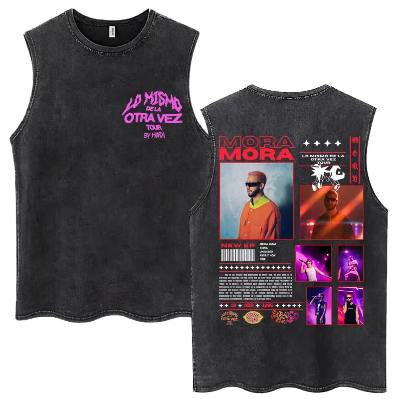 

Washed Mora Estrella Ablum Tour 2025 Tank Tops Men Women Fashion Hip Hop Vintage T Shirt Loose Cotton Casual Sleeveless T Shirts