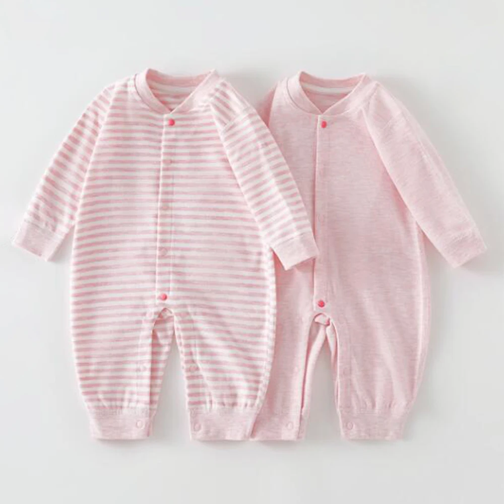 2 Pieces Baby Romper Long Sleeve Spring Autumn Solid Color Striped Unisex Baby Jumpsuits For Boys Girls Christmas Infant Clothes