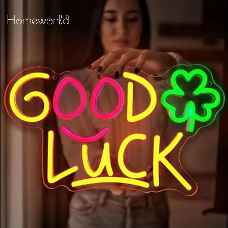 Хорошая неоновая вывеска LUCK милая светодиодная для декора комнаты вечеринки спальни салона настенное искусство клубные подарки Фото №2