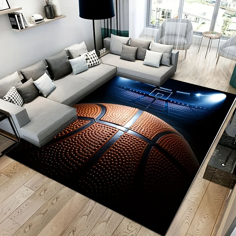 Artistic Basketball & Court Area Rug, for Living Room, Bedroom, Office, Balcony Decor Mat