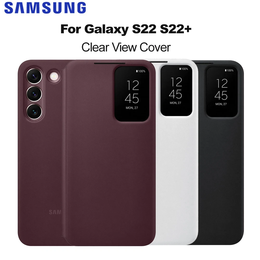 

Original Samsung Galaxy S22 S22+ Clear View Cover for Galaxy S22 S22Plus Smart Clear View Protective Cover Shockproof