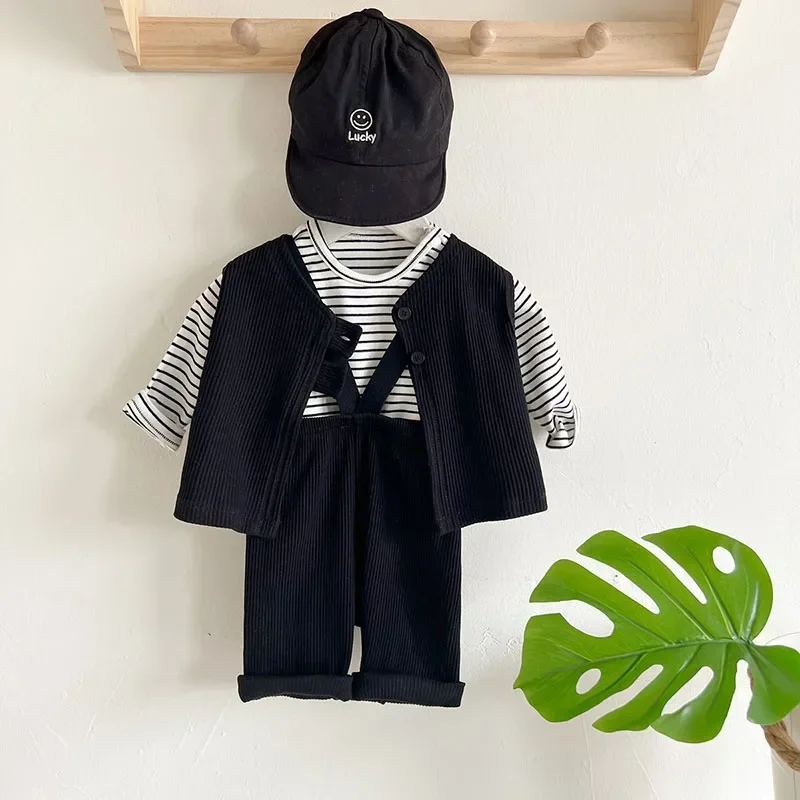 

New Spring Baby Clothes Set Cute Girls Pit Strip Vest Striped T-shirt Infant 0-2T Leisure Outwear